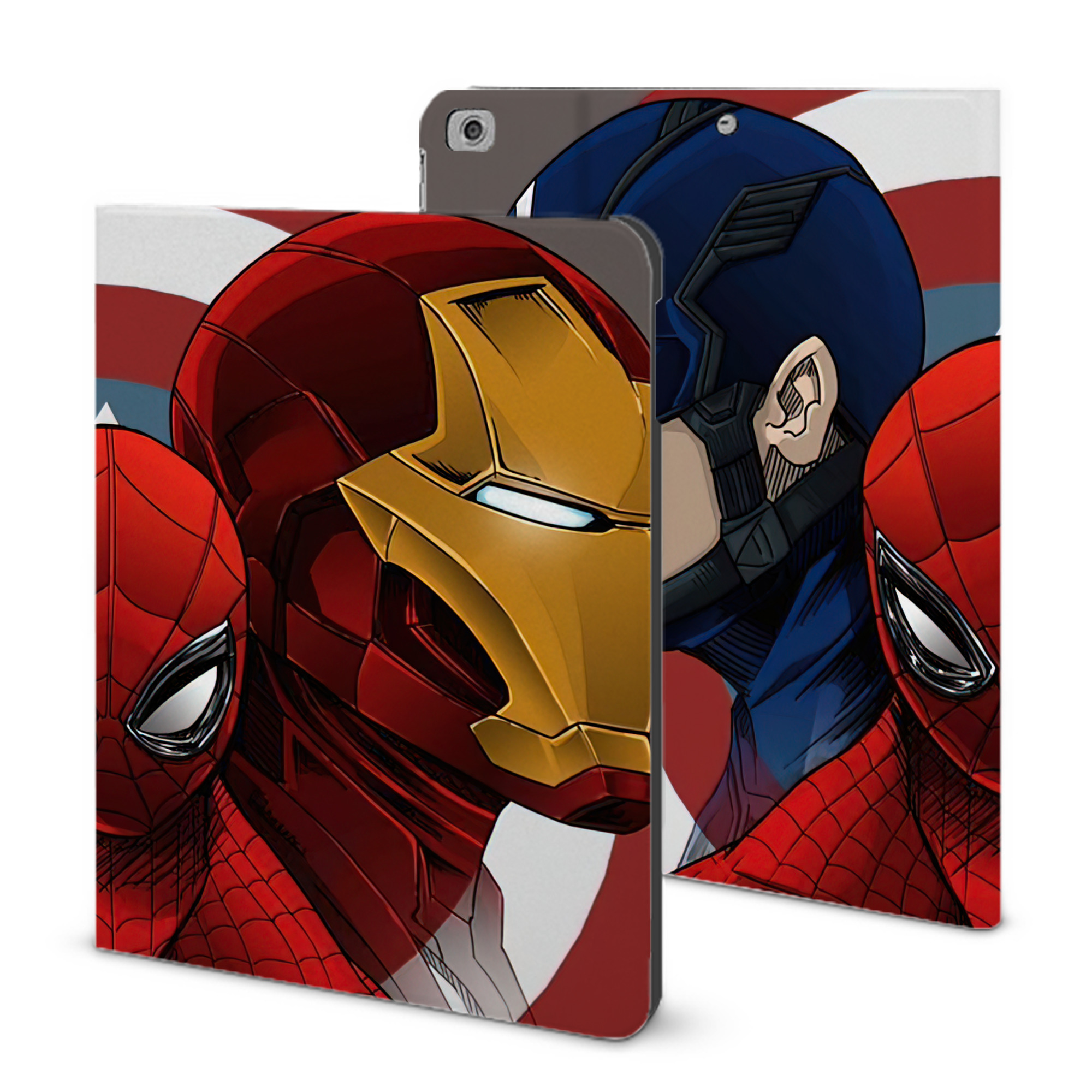（画像用） アベンジャーズ The Avengers IPad ケース ブック型 PUレザー TPU 耐衝撃 軽量 薄型 ペン収納なし 全面保護 IPad 各モデル対応
